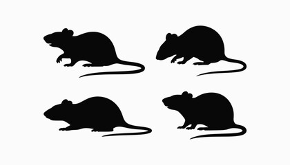 mouse rat set silhouette vector illustration on white background