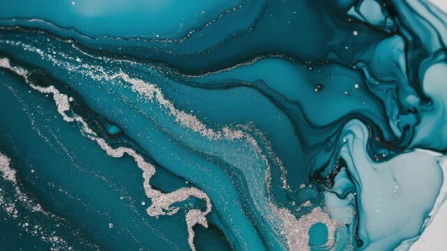 luxury abstract blue and gold liquid ink flowing with glitter marble texture background for artistic design and elegant decorative concepts