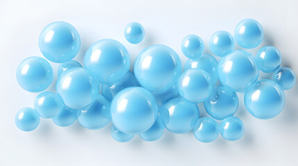 Blue Glossy Bubbles Background with Realistic 3D Appearance: Modern Design Element