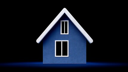 Blue Dream House Miniature Home on Black Background.
