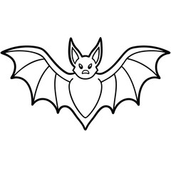 Simple Line Art Bat Illustration Isolated on White Background