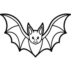 Obraz premium Line Art Bat Illustration Isolated White Background