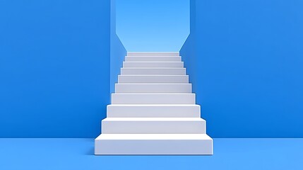 Blue Walls with White Stairs Path to Success.