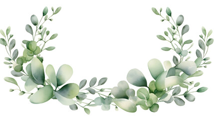 Elegant Botanical Wreath with Eucalyptus Branches and Leaves for Invitations and Cards