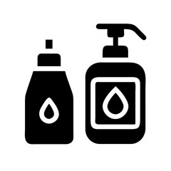 lotion bottle with drop cap silhouette on transparent background for web and graphic design