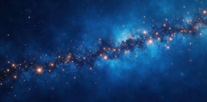 Deep blue canvas, line of glittering gold stars suspended , stars, glittering, illustration