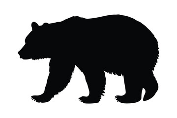 Fototapeta premium Silhouette of a Bear: A stark silhouette of a majestic bear in a powerful stride against a minimalist background. Perfect for emphasizing strength and wildlife symbolism.
