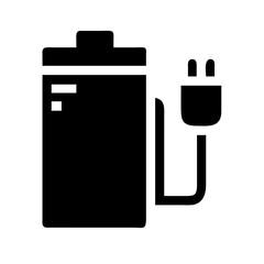battery with plug end silhouette on transparent background for web and graphic design