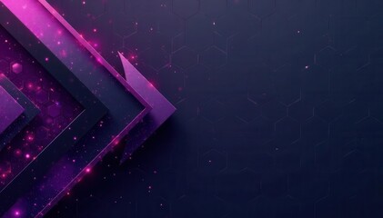 Geometric purple-black arrow with grey hexagon grid Modern metallic futuristic tech vector art , style, dark