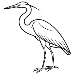 Fototapeta premium Elegant Heron Line Art Illustration Isolated White Background