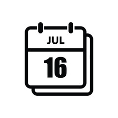 calender icon, 16 july icon with white background