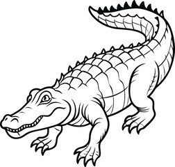 hand drawn crocodile outline illustration 