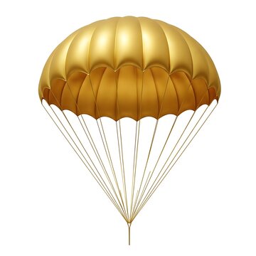 Golden parachute isolated on a white background