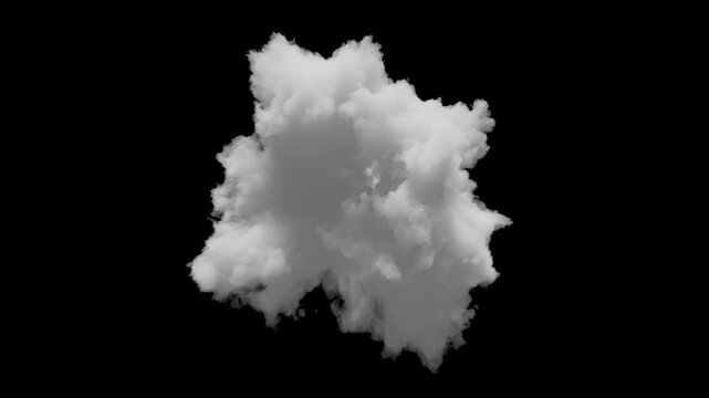 3D small cloud with alpha channel and looping animation. Slowly transforms in space