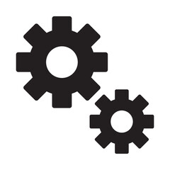 Black gear icon vector symbolizing settings, configuration, or mechanical system.