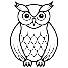 Fototapeta premium Elegant Line Art Owl Illustration Isolated White Background
