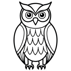 Elegant Line Art Owl Illustration Isolated White Background