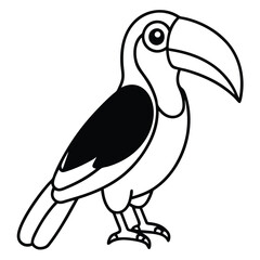 Elegant Toucan Line Art Illustration Isolated White Background