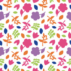 Hand-drawn retro floral print for fabric. Modern flowers for creativity. Vintage botanical seamless pattern, wrapping paper.