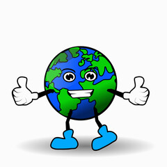 Cheerful Earth cartoon character giving a thumbs up. for environmental campaigns, children's content, and also educational materials