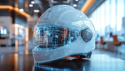 Futuristic helmet with holographic display