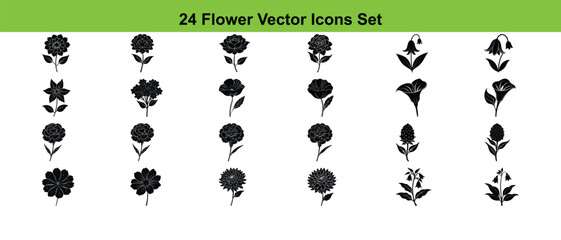 Vector floral silhouettes, a decorative set of black plant shapes