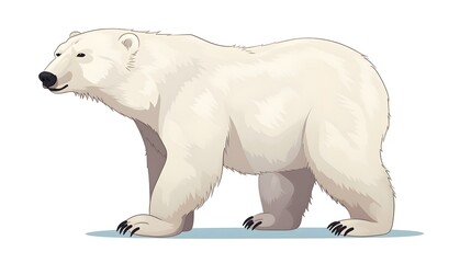 Adult Polar Bear Walking and Standing Isolated on a White Background - Professional Wildlife Photography