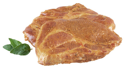 Sliced Roast pork cut out isolated transparent background