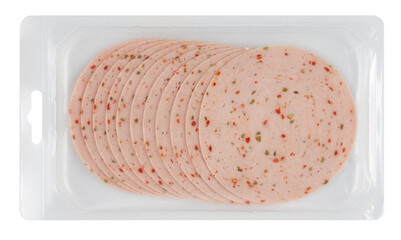 ham cured Meat Sausage cut out isolated transparent background