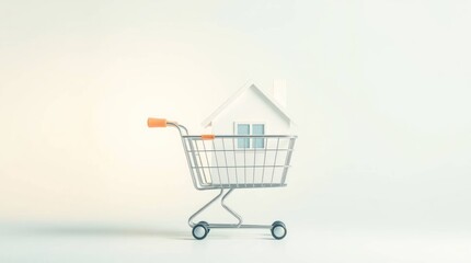 Miniature house in a shopping cart