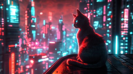 Futuristic cityscape neon lights digital background