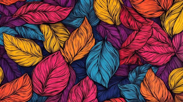 Vibrant autumn leaves in a colorful pattern backdrop