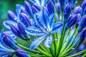 Fototapeta premium Macro Photography Agapanthus praecox: Blue Lily, African Lily, Lily of the Nile Close-Up Images