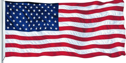 Fototapeta premium American Flag Waving Against White Background