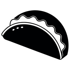 Simple Black and White Taco Illustration