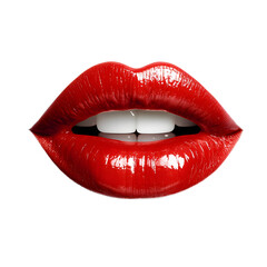Obraz premium Close-up of Sensual Red Lips on Transparent Background