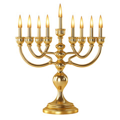 Elegant Gold Menorah with Burning Candles