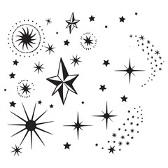 Scribble doodle underline emphasis line shape set. Hand drawn brush stroke highlight speech bubble 
cloud sparkle arrow element in childish drawing style.