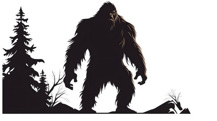 Fototapeta premium Professional Bigfoot Mascot Silhouette Cartoon Vector Illustration for Marketing Materials