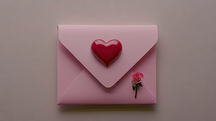 Envelope with Heart and Rose