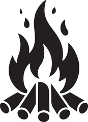 Campfire Silhouette Vector Illustration of Burning Wood Fire Perfect for Camping, Outdoors, Adventure, and Nature
