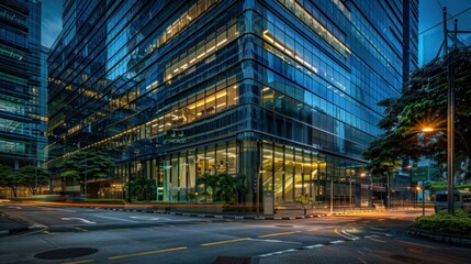Fototapeta premium High-rise financial office in downtown Singapore stock photo --ar 16:9 --raw --v 6 Job ID: c6cbf202-6e08-4f29-b6c1-3af54c4acee8