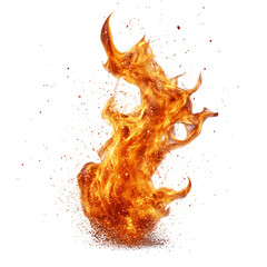 Fire Flame with Sparks Isolated on Transparent Background