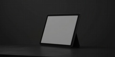 Sleek black tablet on dark surface