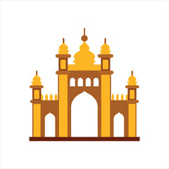 Ornate Palace Gates Vector Illustration Isolated on White