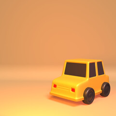 Yellow Toy Car 3D Illustration on Pink Background
