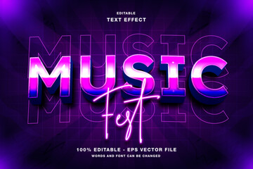 Fototapeta premium Music Fest 3D Editable Text Effect Neon Style