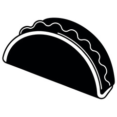 Simple black and white taco graphic for food-related projects.