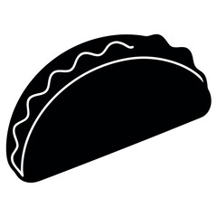 Simple black and white taco graphic for food-related projects.