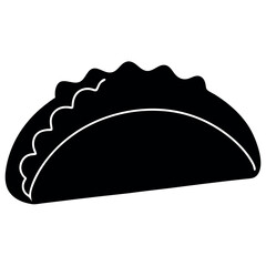 Simple black and white taco graphic for food-related projects.